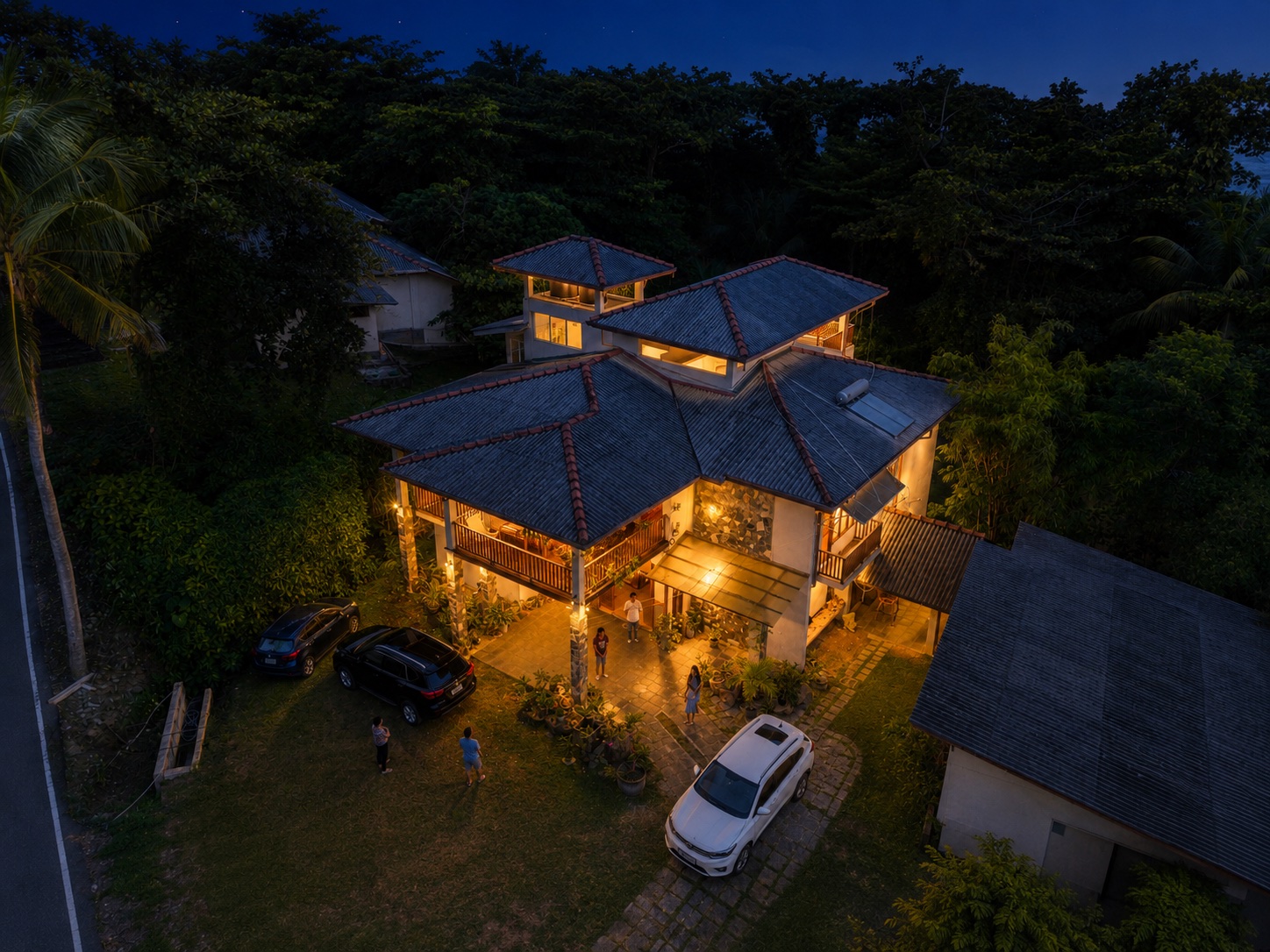 Night drone view of Surf Range Beach Resort